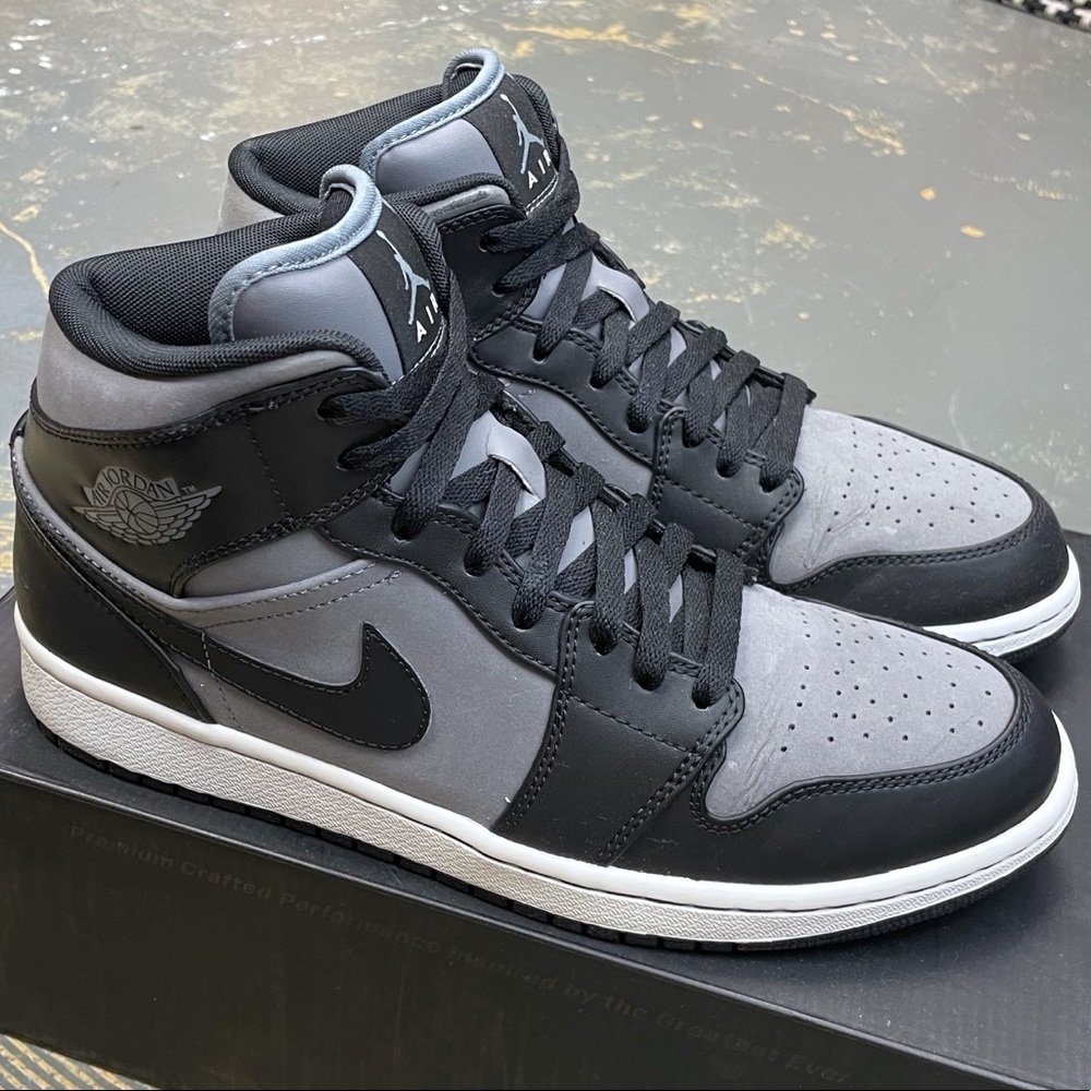Nike Air Jordan 1 Mid Cool Grey 364770-023 10 Phat 10 Black Grey Shadow - Picture 3 of 11